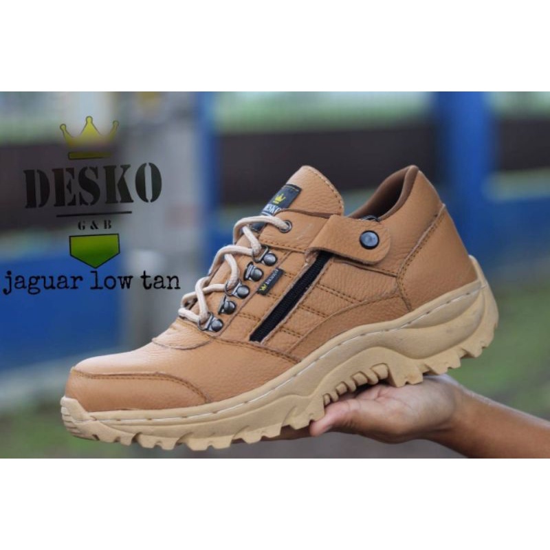 BEST PRODUCT - Sepatu Pria Kulit Low Boots Safety Original Outdoor Tracking Kerja Gunung Cowok Motor Hitam Coklat tan Black Brown