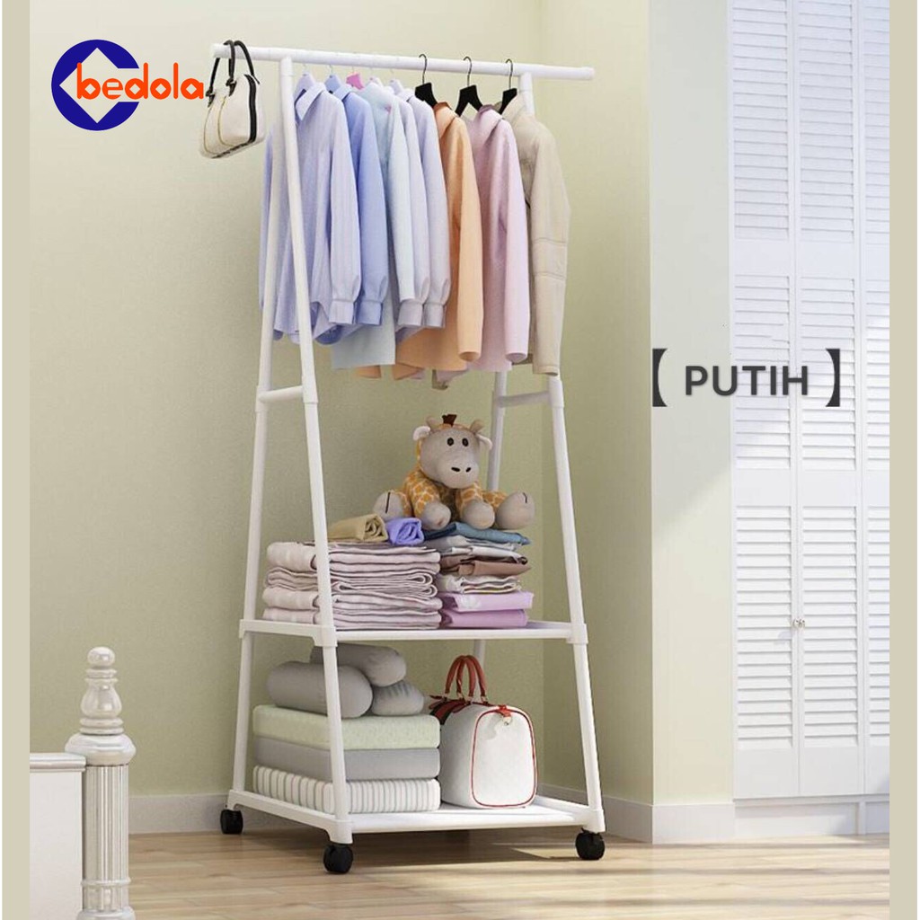 Bedola Triangle stand hanger baju rak buku rak pakain rak serbaguna dengan 4 roda