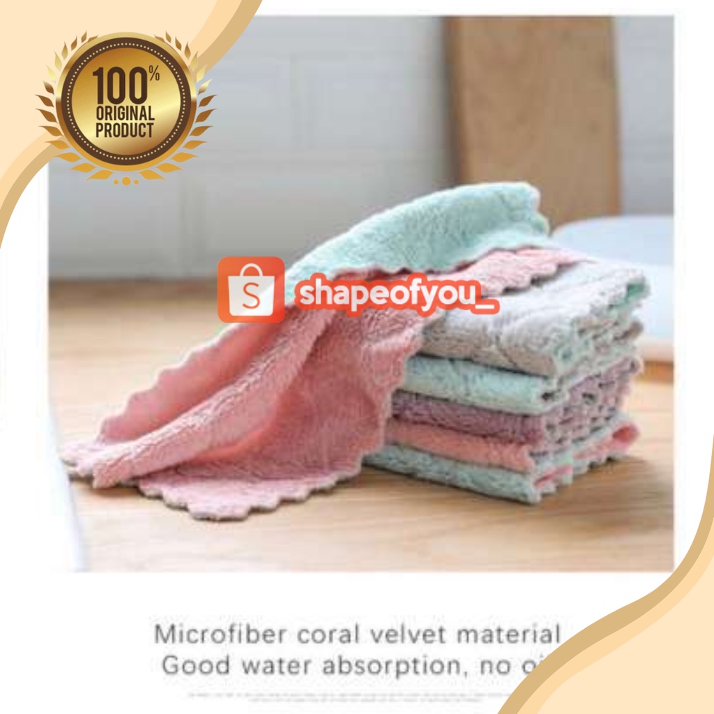 Kain Lap Meja Piring Microfiber Serbaguna Anti Minyak - 25 X 14 CM Pembersih Minyak Peralatan Dpaun Kain Bahan Microfiber Mudah Dicuci