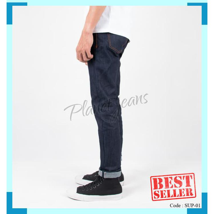 Best Seller Celana jeans skinny bahan raw denim japan Selvedge cowok skiny 12.5 oz