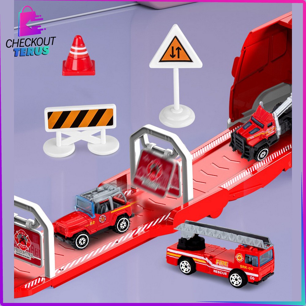 CT M232 M236 Mainan Truk Kontruksi DIY Parking Lot Playset Mainan Mobil Outdoor Adventure Ada Musik Mainan City Parking Lot Set Anak