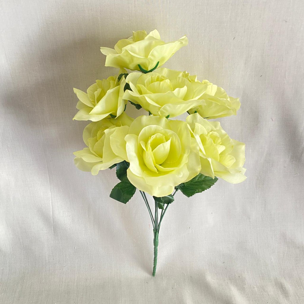 Bunga Mawar Rose Dekor X7 (satuan) Bunga Artificial / Bunga Plastik / Bunga Dekorasi / Pernikahan-Hijau