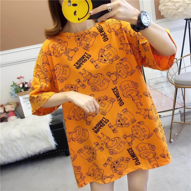 Oversize Tee Tshirt Wanita Model Longgar Motif Luffi Chopper