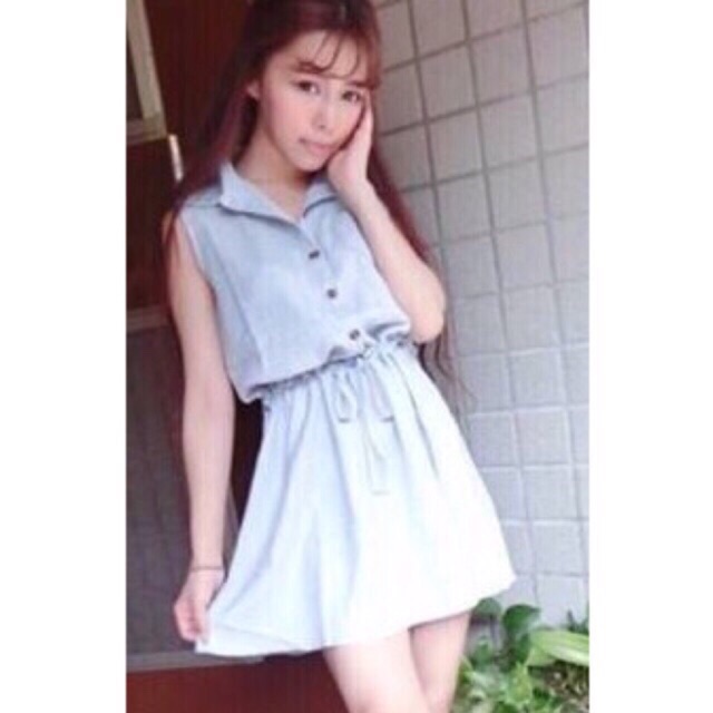 Midi Big Size Dress Baby Blue Cotton Denim Premium Murah Fashion Big Size Midi Dress