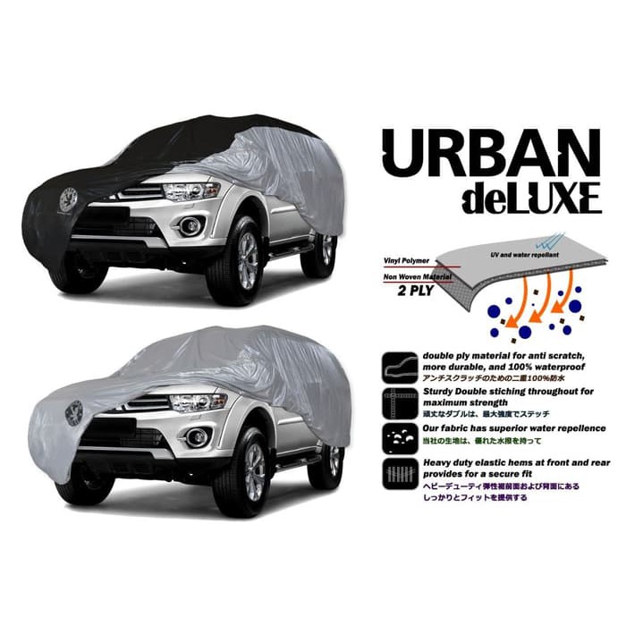 KMTA-399 Cover Mobil Urban Deluxe LC MVP SUV Expander Terios BRV HRV Rush SX-4 - SilverHitam