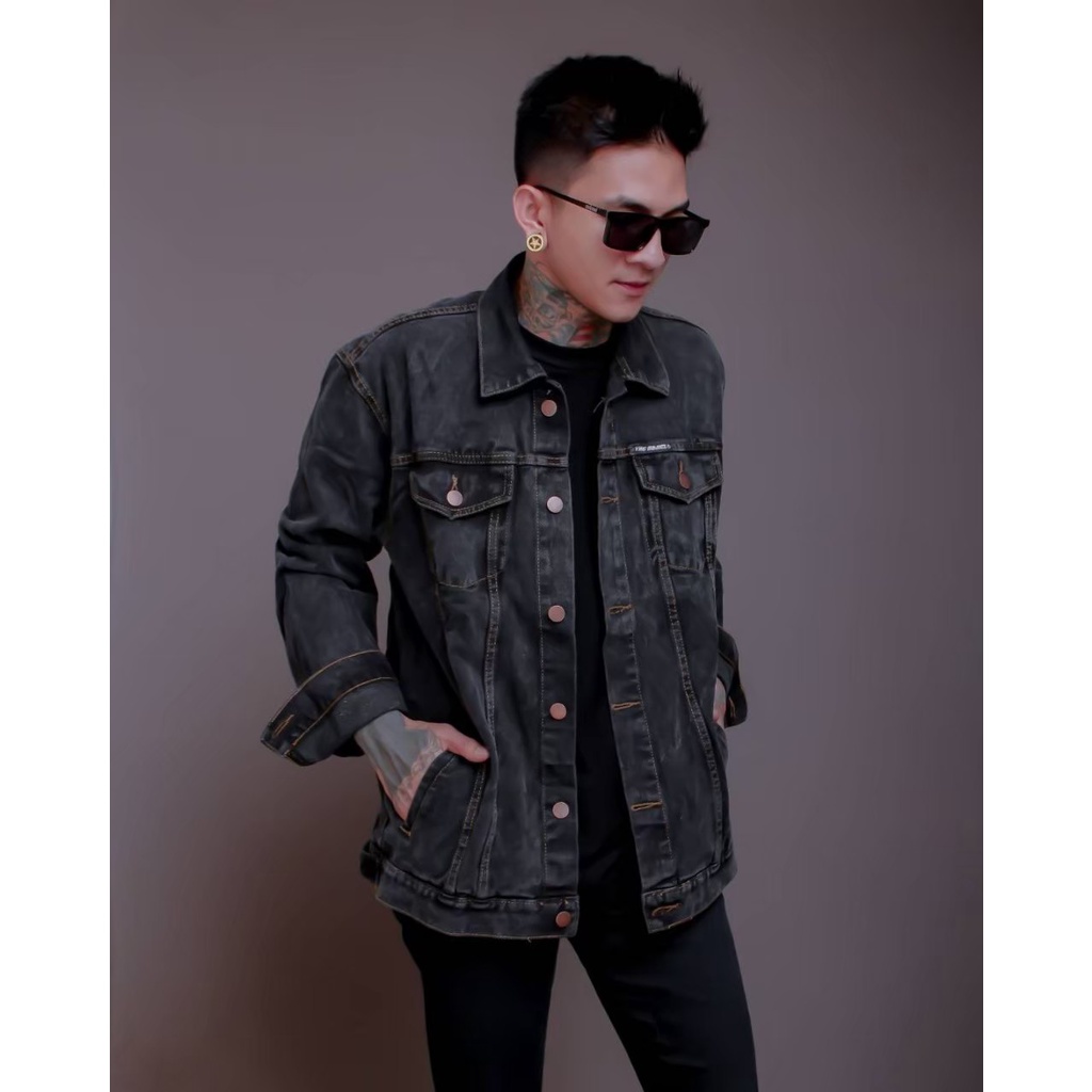 The Bojiel jacket jeans sand wash M l XL jaket jeans distro jaket jeans lengan panjang berkerah JJ13J01