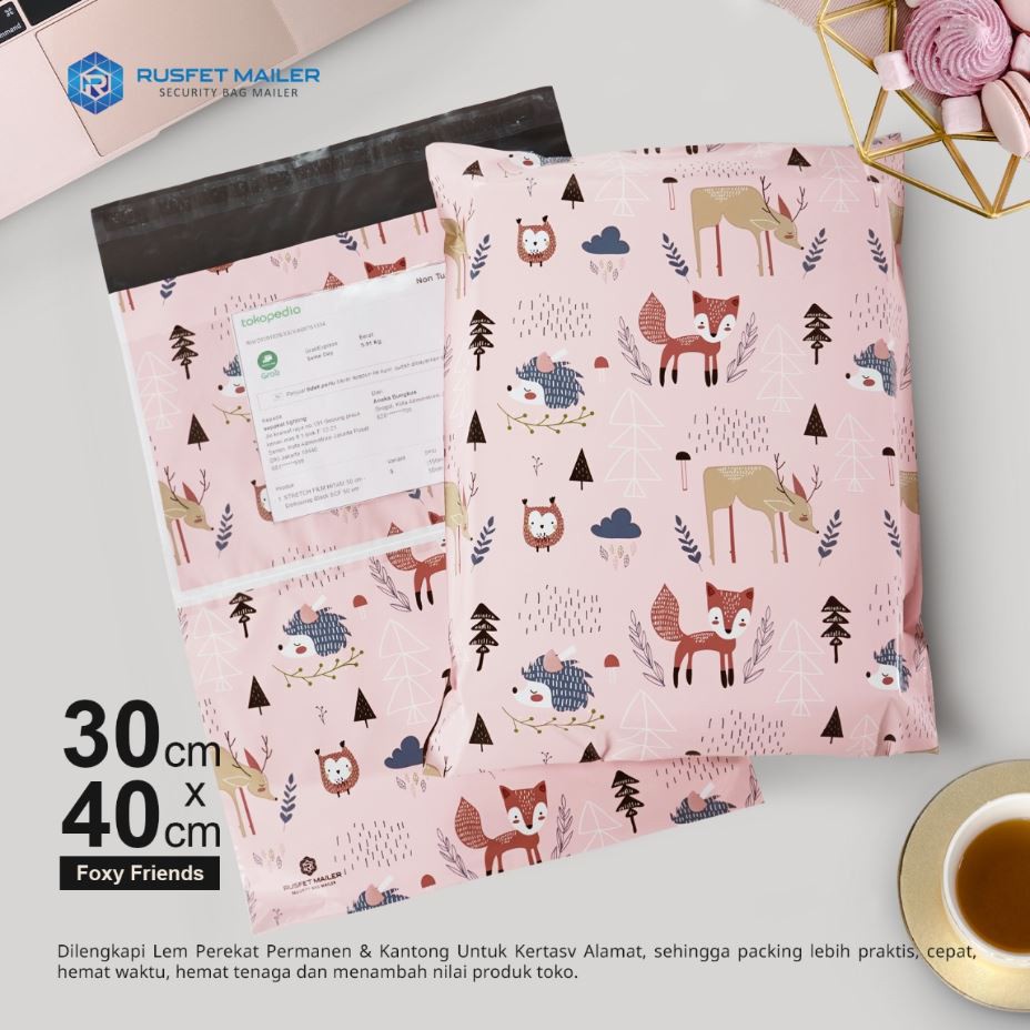 Polymailer | Plastik Packing | Plastik Packing Online | Motif Foxy Friends