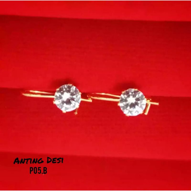 Anting Desi permata zircon Gold termanis logam emas Silver tidak karat