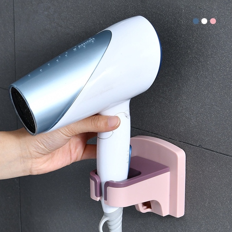 Holder Hair Dryer Cepat mengeringkan rambut cantelan Hair Dryer mempermudah rambut kering praktis simple untuk kamar mandi dan kaca capstok bisa anti air Wall-mounted Hair Dryer Holder Bathroom Hairdryer Hook Home ABS Storage Shelf