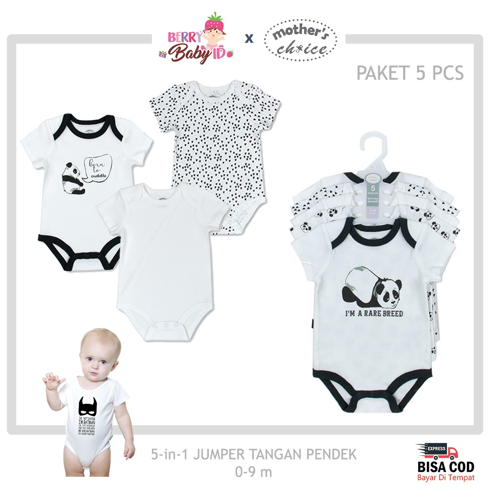 Mother's Choice 5 Pcs Jumper Bayi Tangan Pendek Baju Bayi Premium MCH005 Berry Mart