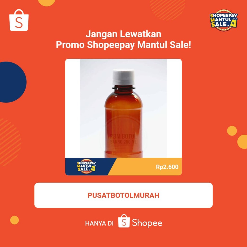 Botol Plastik 200 Ml - Putih Botol Sanno 200 ml Am /Botol Madu/ Murah