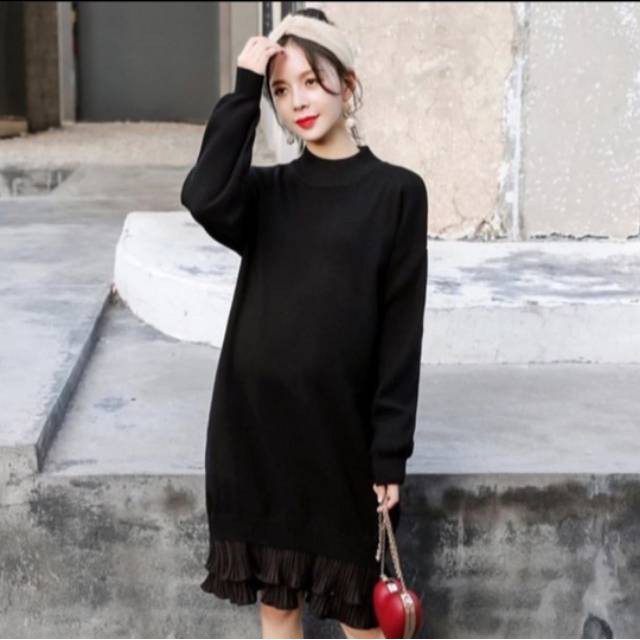 KOREA RAJUT LUCU HITAM BIRU LANGIT UNGU / Dress Sweater Rumbai
