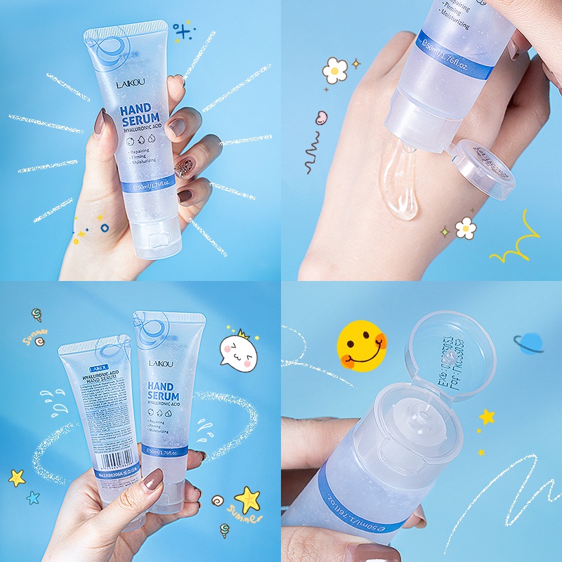 LAIKOU Hyaluronic Acid Hand Serum Menghilangkan Kerut Krim Tangan Melembutkan Kulit 50ml