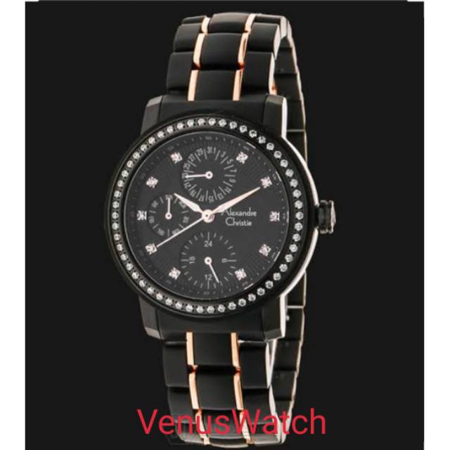 Jam tangan wanita Alexandre christie 2360bf black rose ceramic