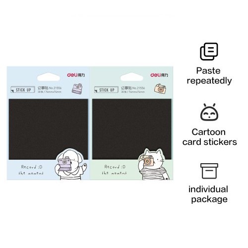 

STICKY NOTES BLACK MEMO TEMPEL HITAM 75 X 75 MM DELI 21556 ( 30 LEMBAR ) LUCU