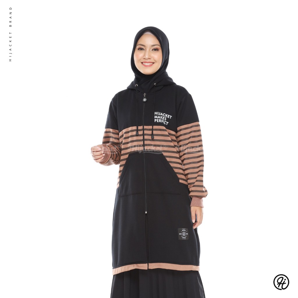 HIJACKET VAHIRA | HIJAKET JAKET HIJAB PANJANG WANITA MUSLIMAH SYAR'I-Black
