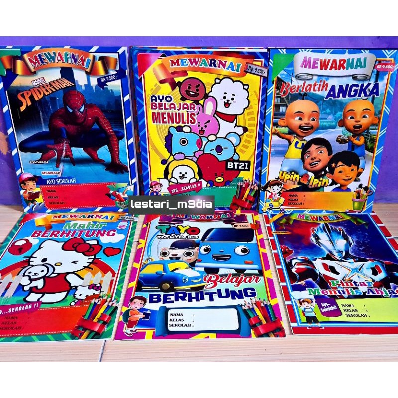 

Buku mewarnai karakter/belajar mewarnai/mewarnai sketsa/buku anak anak