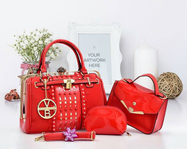 SALE Tas vb* Behel Gamorra 8326 (3in1) wanita branded batam glossy fashion import