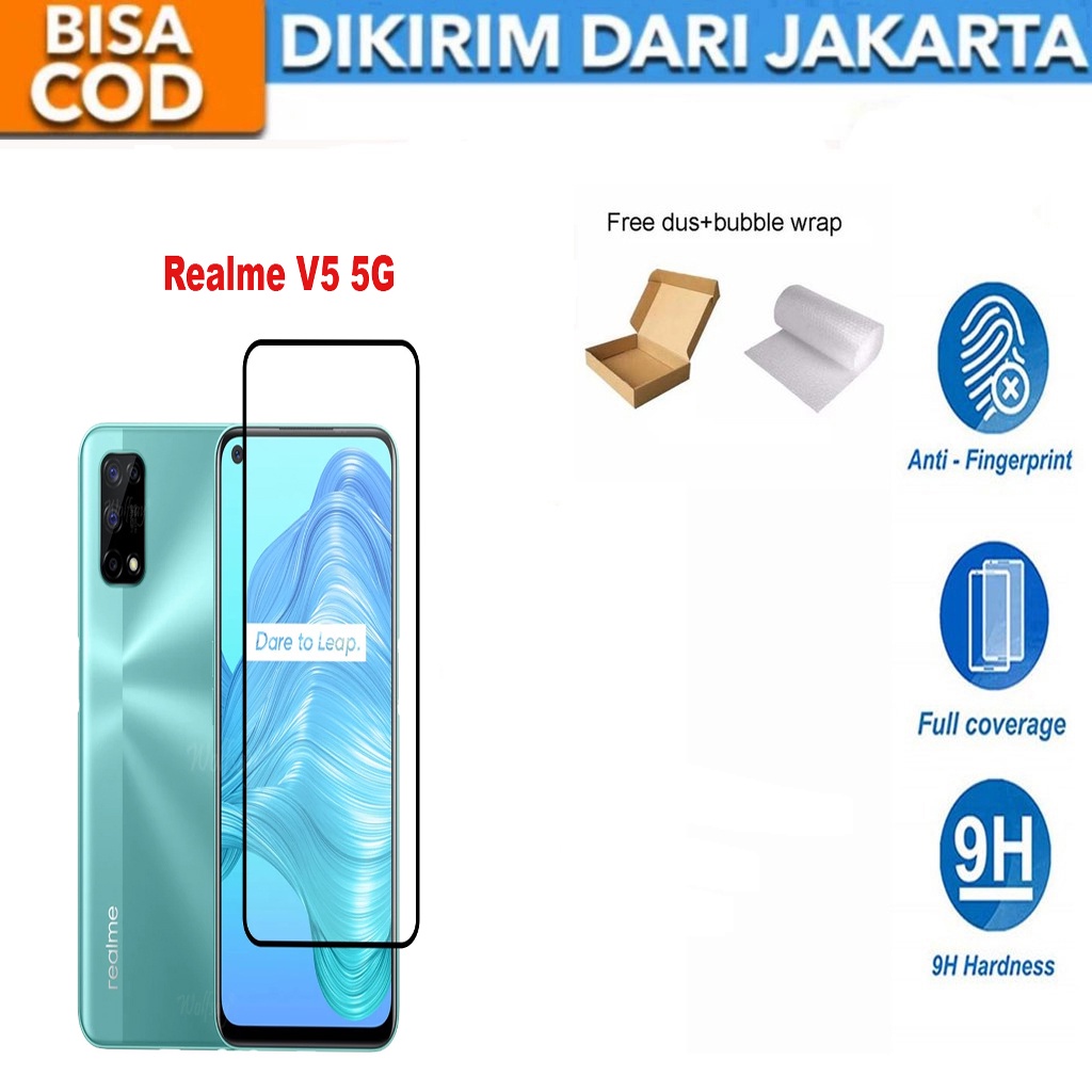 Tempered Glass Realme V5 5G Full Cover/Full Screen Screen Protector Anti Gores