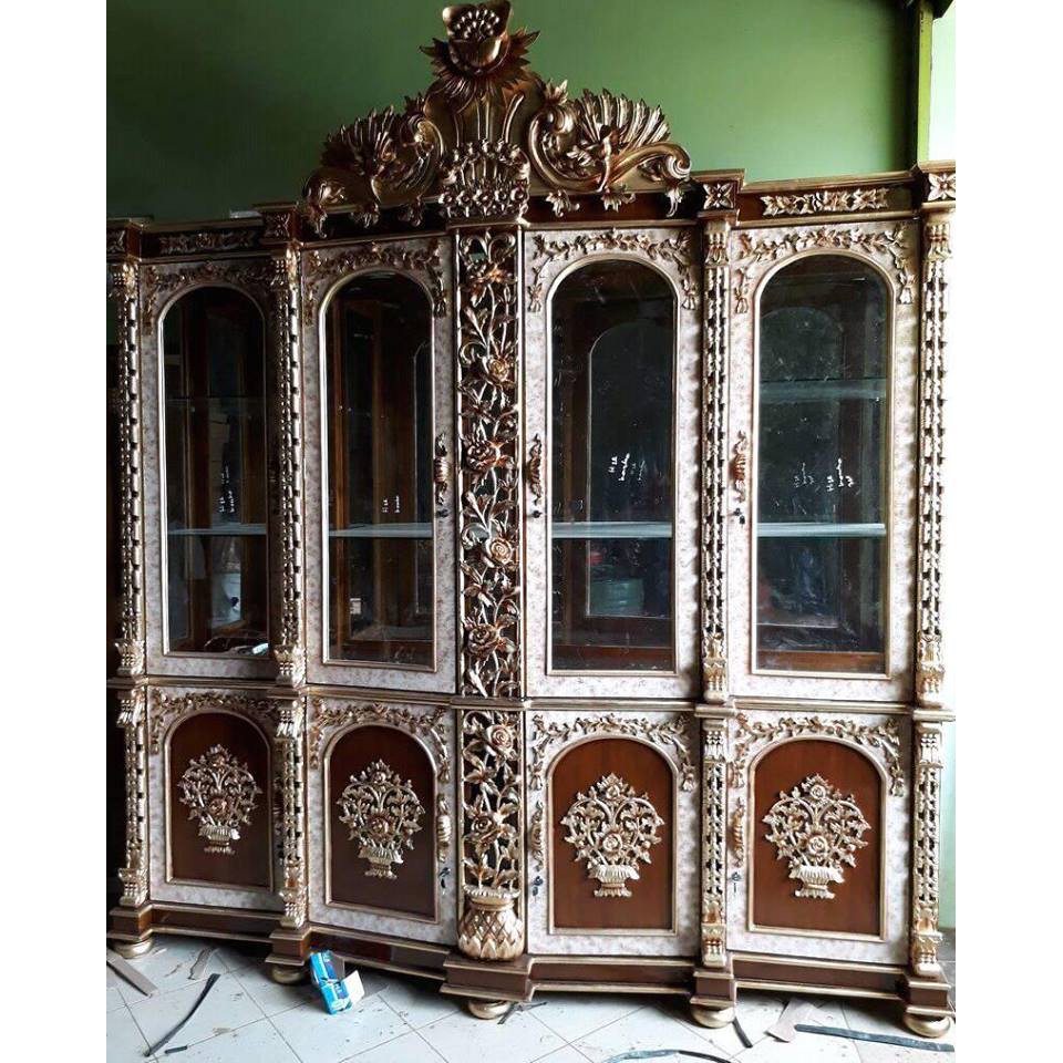 lemari hias ukiran shima jati jepara, mebel jepara, furniture