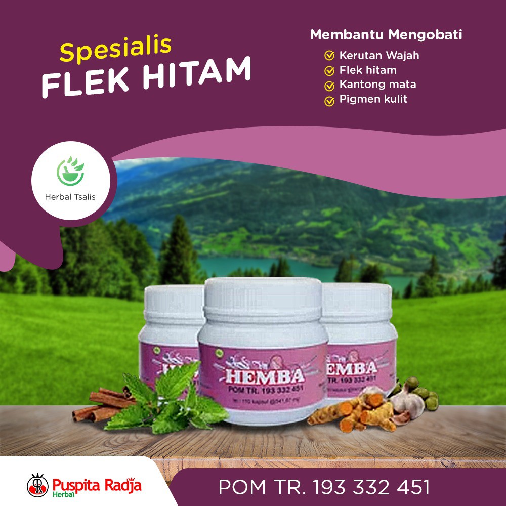 HEMBA OBAT HERBAL FLEK HITAM KERUTAN WAJAH KANTONG MATA PIGMEN KULIT PUSPITA RADJA HASAN SABILA OFFI