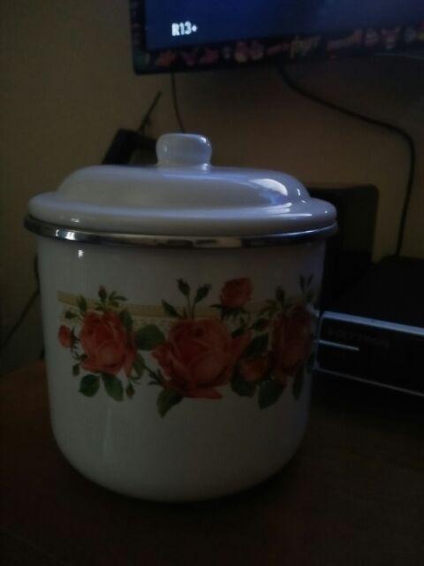 Ideal Mug Enamel Jadul Diameter 12 Cm Ber Motif Bunga Cantik