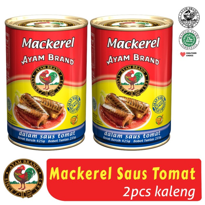 

f0fbfe0 Mackerel Kaleng Saus Tomat Ayam Brand 425Gr Isi 2 Pcs Ds1Gkk