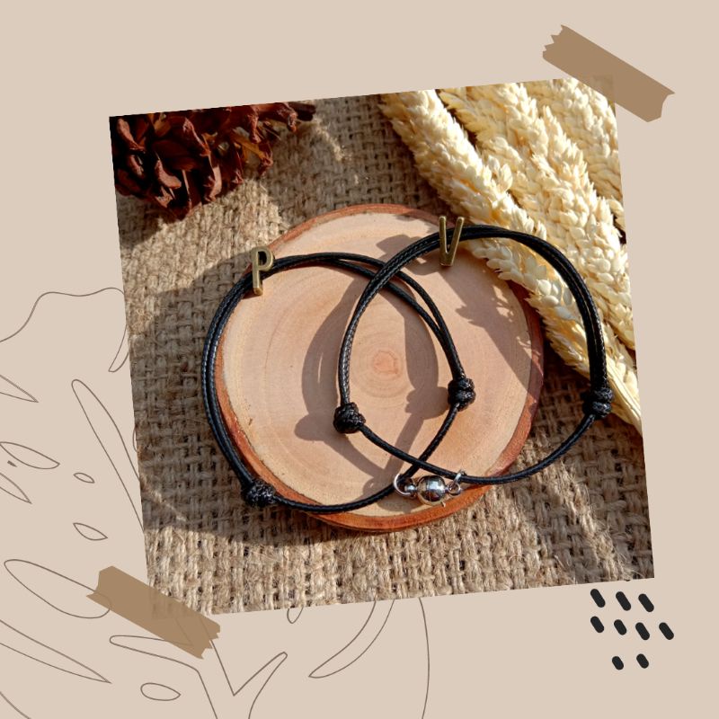 (COD)Gelang couple magnet slide custom