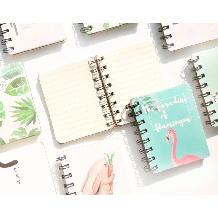

Terlaris Note Book Mini Spiral Flamingo Daun Kucing Elegan