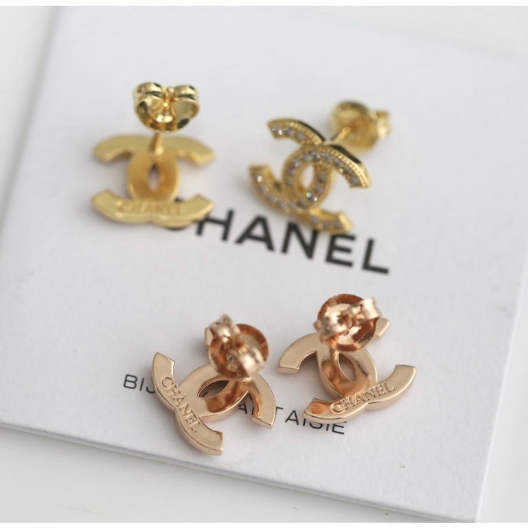 Anting Bentuk C Ganda | Anting Desain Tulisan | Anting Kecil Inlaid | Sendok Garpu Bahan Stainless Steel | Aksesoris Wanita