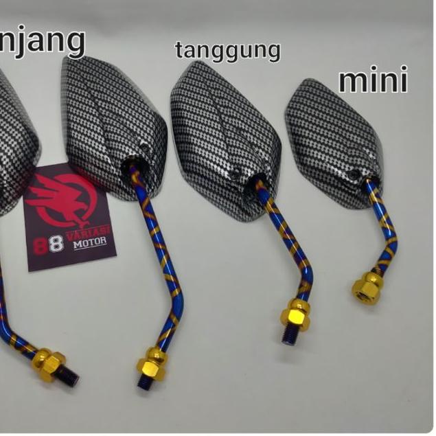 ➽ Spion Yamaha Jupiter Karbon Gagang Blue X Panjang - Tanggung - Kecil / Spion Variasi Karbon Yamaha