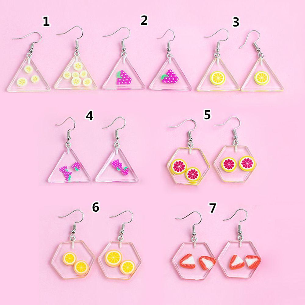 Nanas 1pasang Eardrop Geometris Kepribadian Korea Anting Buah Akrilik