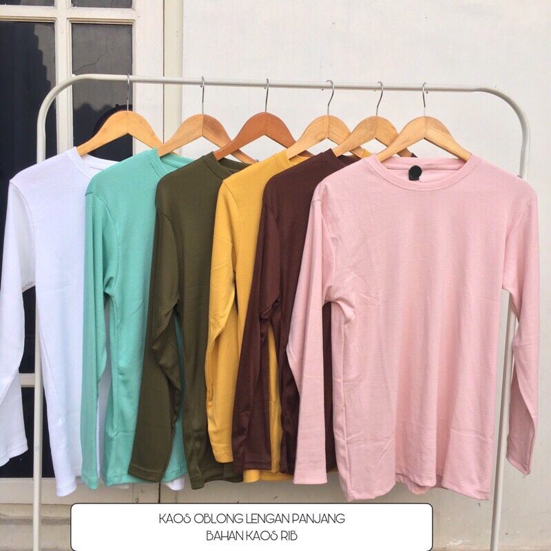 KAOS RIB BASIC TSHIRT KAOS POLOS OBLONG LENGAN PANJANG BAHAN KAOS RIB PREMIUM