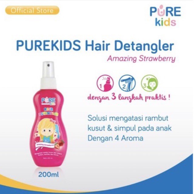 Pure Kids Hair Detangler 200ml - Pure Kids Anti Rambut Kusut Anak