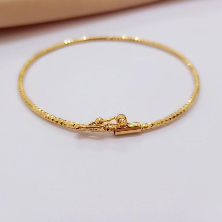 ➺ Gelang Keroncong Titanium model Tipis Bukaan Samping Lapis Emas 24karat ♔