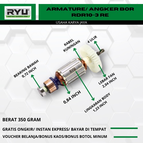 RYU Armature Dan Stator 10mm RDR 10-3RE Original Terbaru Armature/Stator 10mm RYU RDR10-3 RYU Armatu