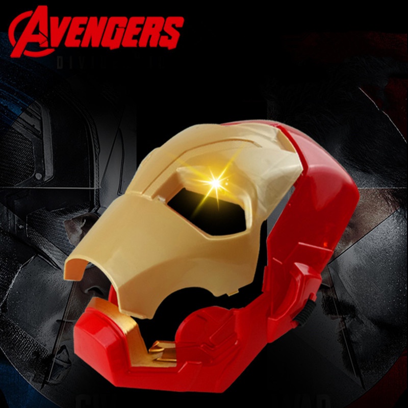 1pcs Film Marvel Avengers Mainan Lampu LED Iron Man Captain America Topeng Figure Mainan Anak Cosplay Prop