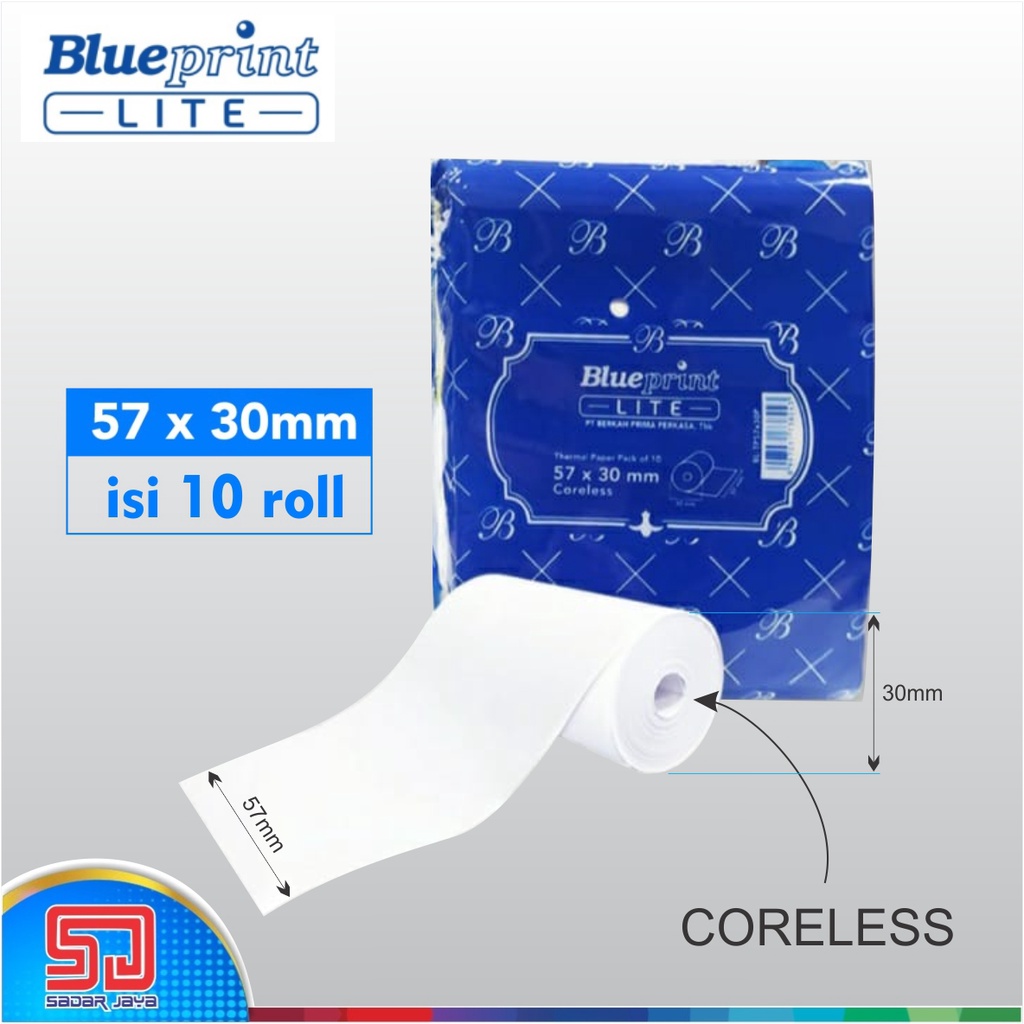 Blueprint Lite Paper Thermal EDC 57 × 30 mm Kertas Thermal Struk Nota Karcis