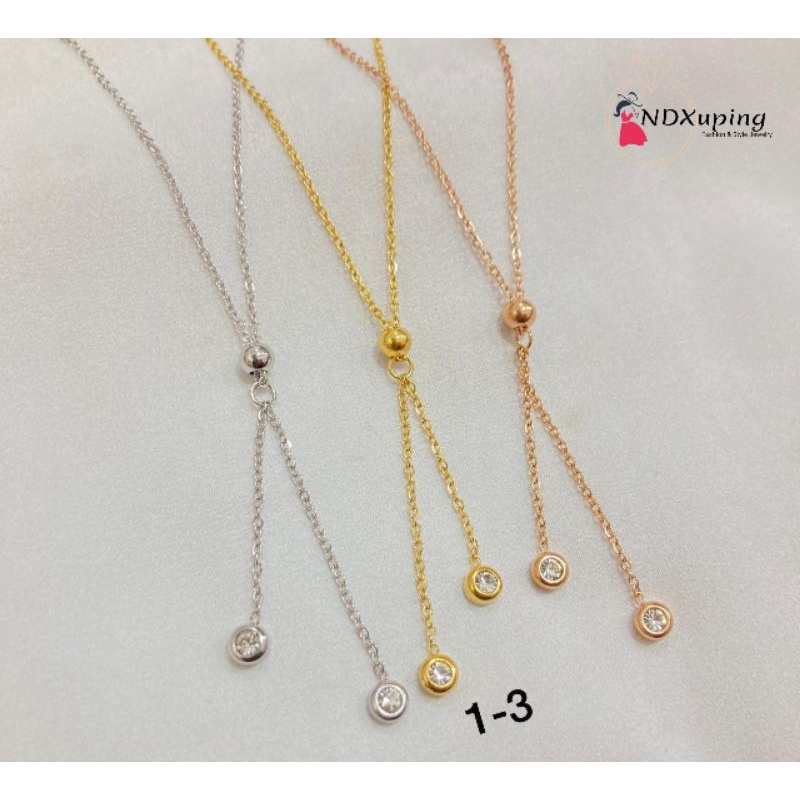 Kalung Dewasa Titanium 2 layer Permata Liontin Cantik Dan Simple N03092201