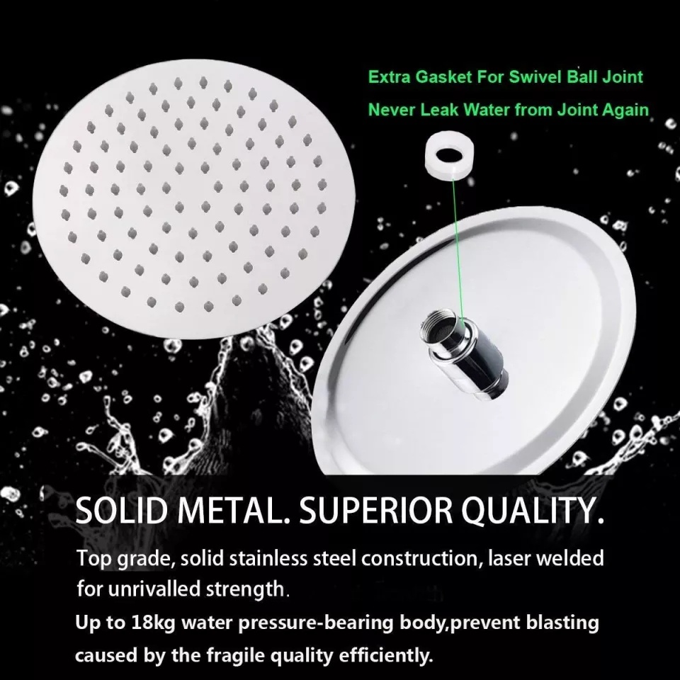 Shower Pancuran Hujan Stainless Berlapis Krom Bulat 8 inch / Shower Bulat Chrome Kepala Terpasang Di Dinding / Wall Shower DISKON MERDEKA