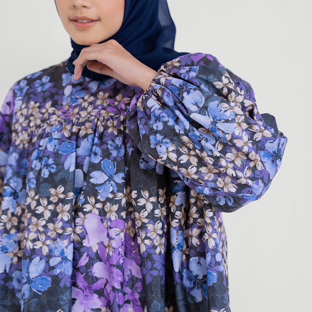 ARSSCARF Zahra Ruffle Blouse - Navy