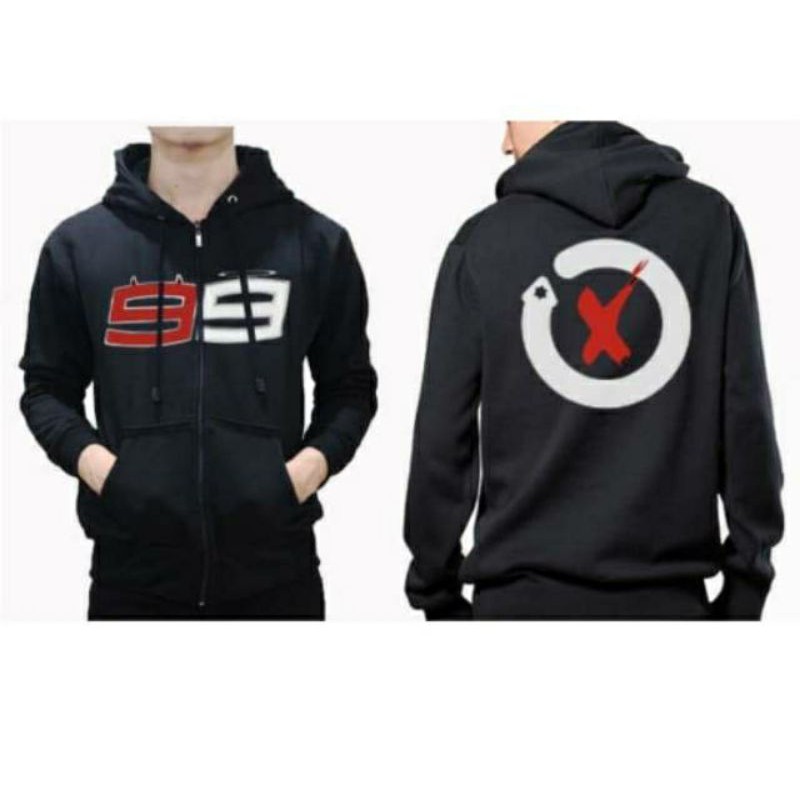 JAKET HOODIE RESLETING LORENZO 99 LOGO DEPAN BELAKANG KATUN FLEECE