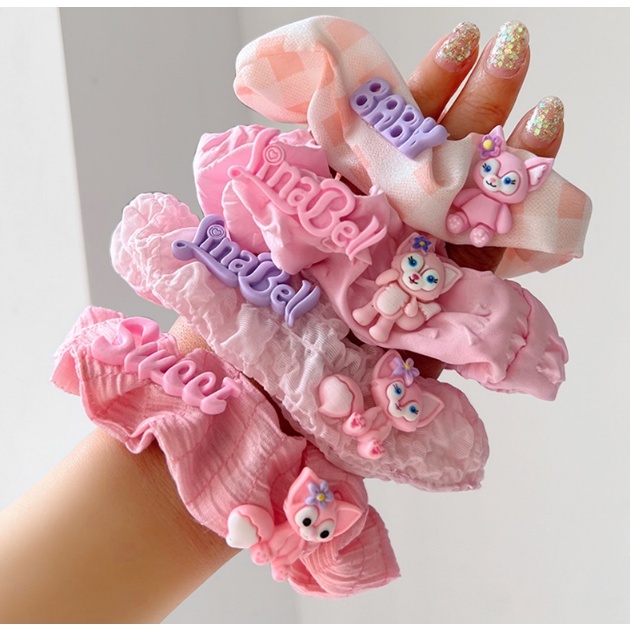 Ikat Rambut Scrunchie Anak Perempuan Teks SWEET Motif Rubah Aksesoris Hiasan kunciran Rambut lucu AK197