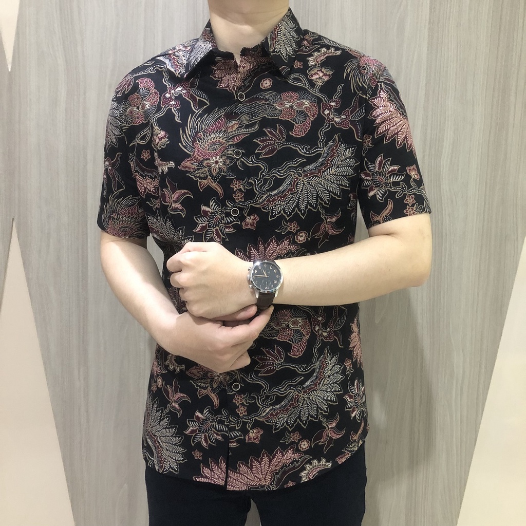 [GRIDLINE - S232 Autumn - S210] Kemeja Batik Pria Slimfit Katun Lengan Pendek Match modern Keren Adem Nyaman