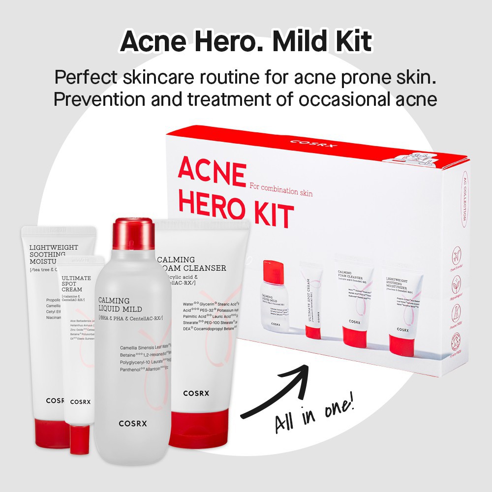 [BPOM] COSRX Acne Hero Kit 4-Step | AC Collection Trial Kit [ Mild | Intensive ]