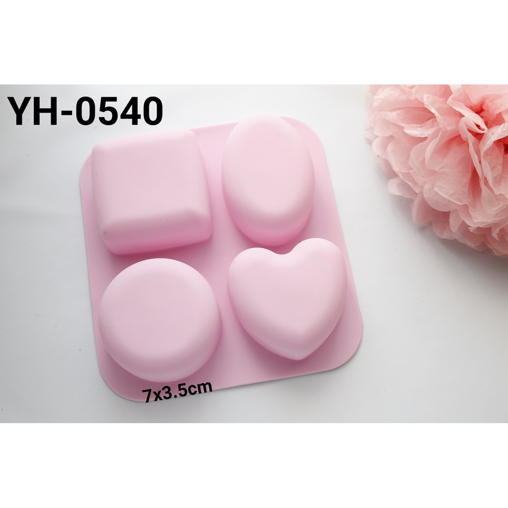 YH-0540 Cetakan silikon coklat sabun pudding art hati kotak oval bulat
