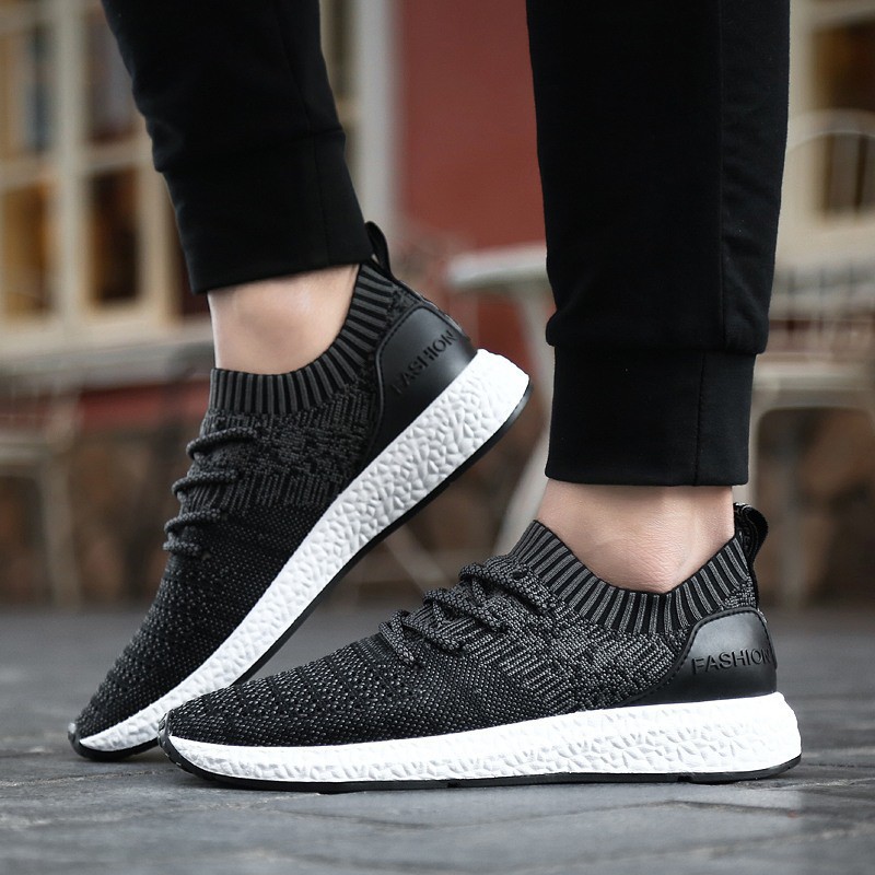 Mainland Sepatu Pria Kasual Sepatu Lari Sport Sneakers Casual Training Running Shoes Hitam SP201 - A