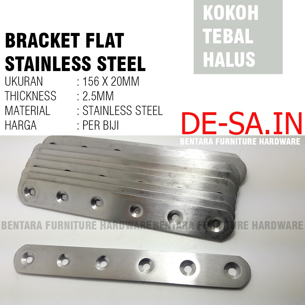 156MM Plat Stainless Steel Oval 156MM x 20MM - Rata Lurus Bracket Flat Reparasi Joint Fixing Repair