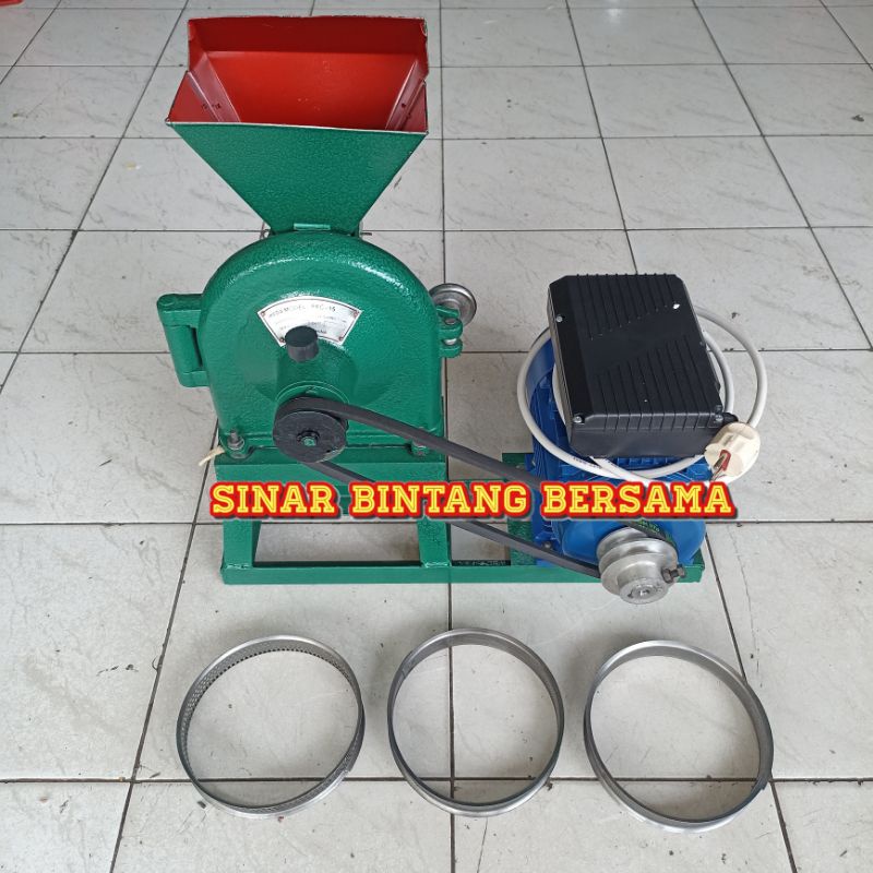 MESIN PENEPUNG DISK MILL FFC 15 KOMPLIT DINAMO LISTRIK SIAP PAKAI