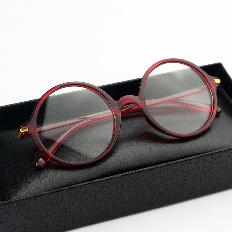 (YUZHU) Korea Fashion Bingkai Kecil Oval Anti Cahaya Biru Kacamata Vintage Fashion Transparan Frame Eyeglasses Unisex